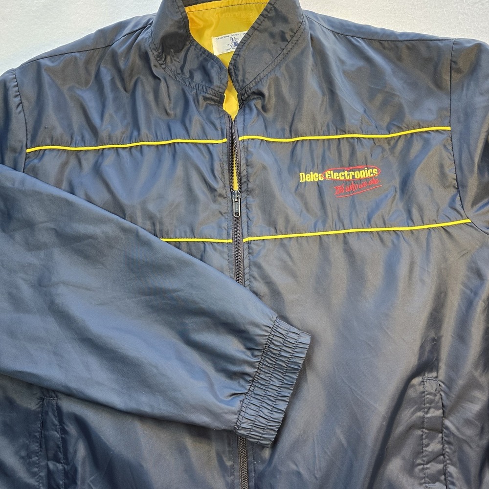 Vtg 90s Delco Electronics GM Windbreaker Jacket XL Navy Yellow Made in USA J611
